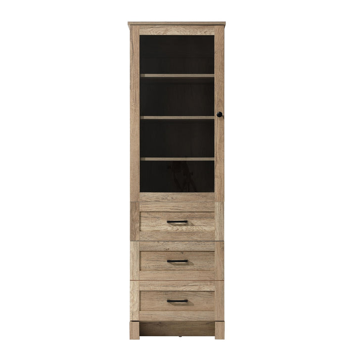 20 Inch Bath Storage Glass Cabinet In Natural Oak by Elegant Kitchen and Bath