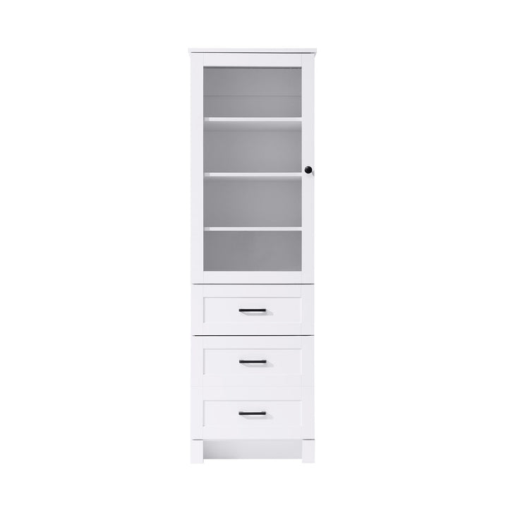 20 Inch Bath Storage Glass Cabinet In White by Elegant Kitchen and Bath