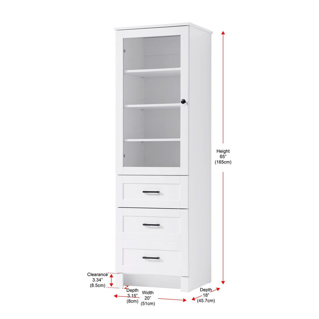 20 Inch Bath Storage Glass Cabinet In White