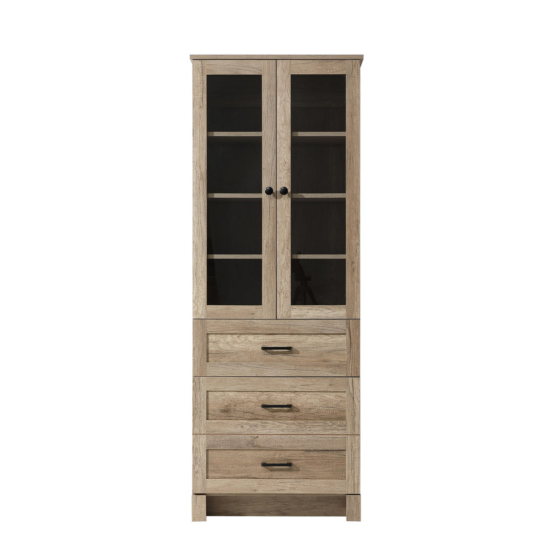 24 Inch Bath Storage Glass Cabinet In Natural Oak by Elegant Kitchen and Bath