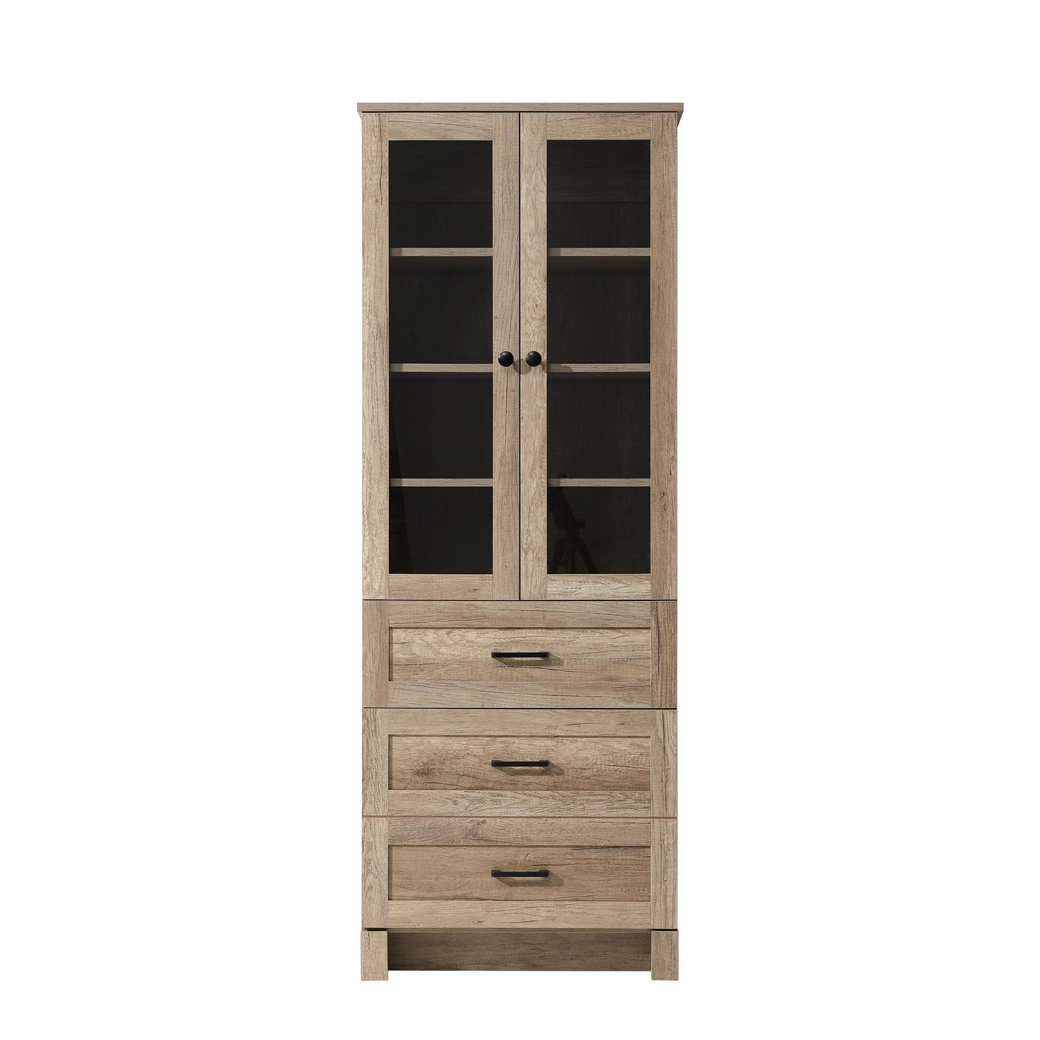 24 Inch Bath Storage Glass Cabinet In Natural Oak by Elegant Kitchen and Bath