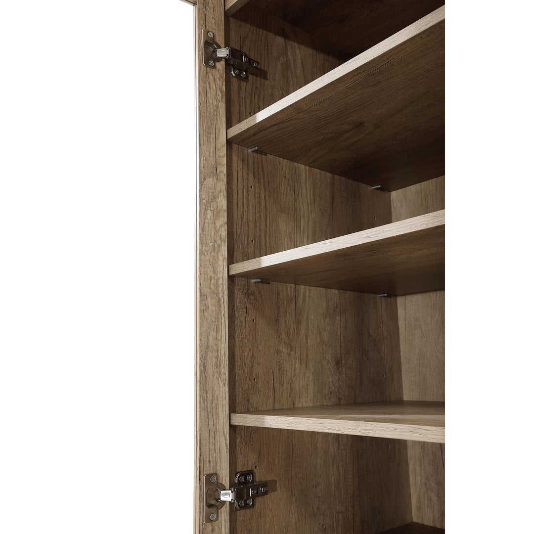 24 Inch Bath Storage Glass Cabinet In Natural Oak