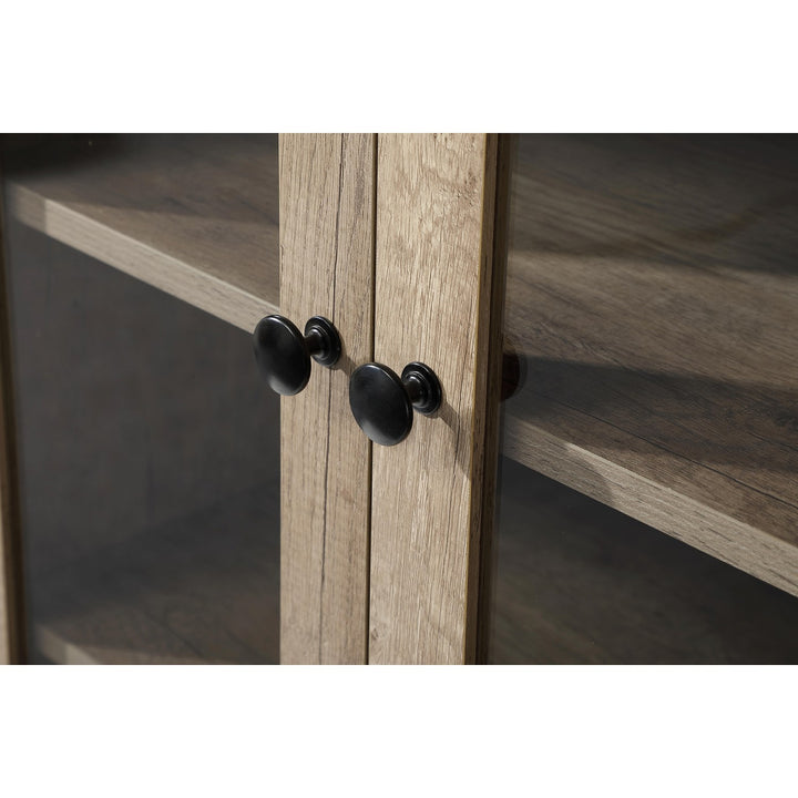 24 Inch Bath Storage Glass Cabinet In Natural Oak