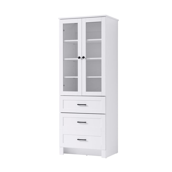 24 Inch Bath Storage Glass Cabinet In White
