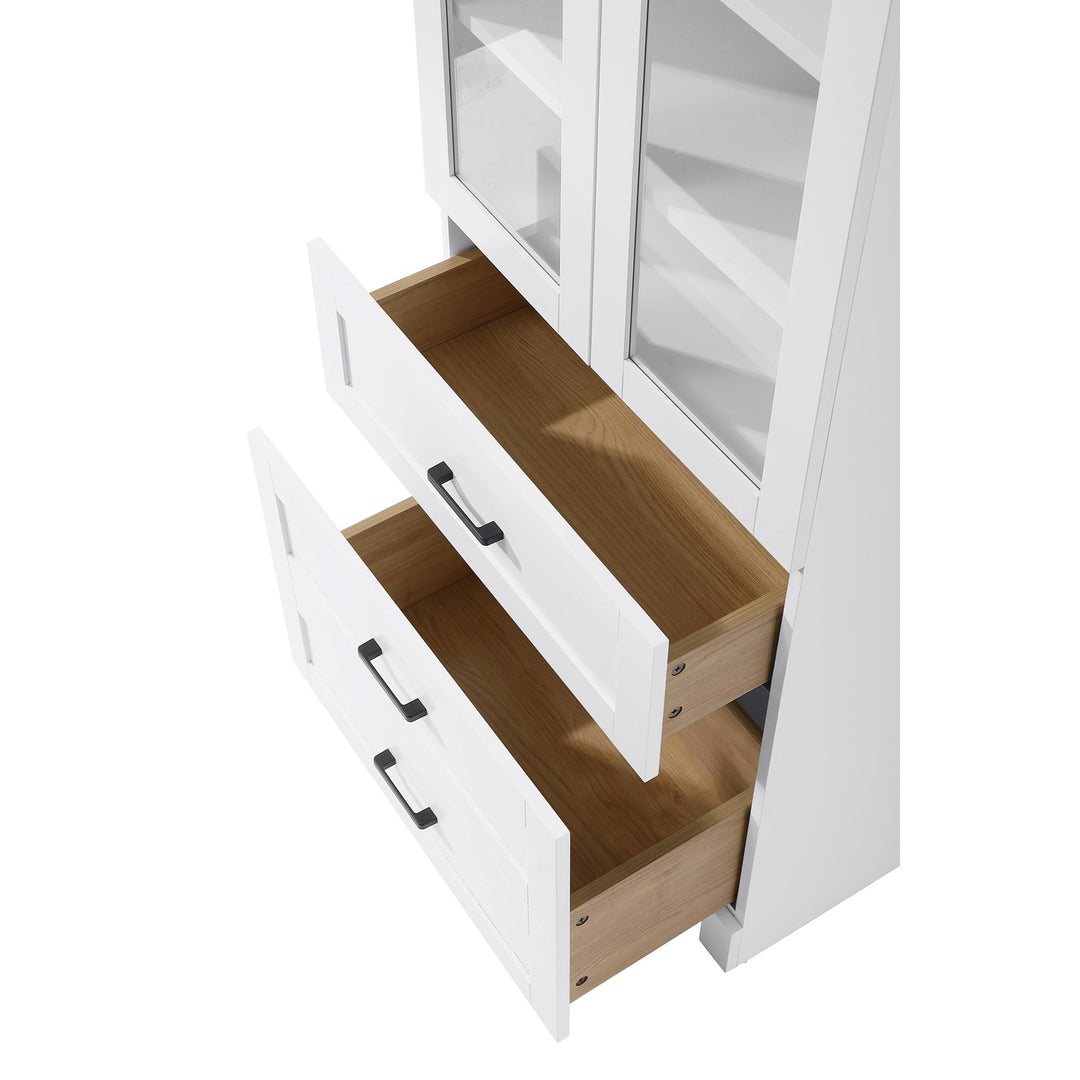 24 Inch Bath Storage Glass Cabinet In White