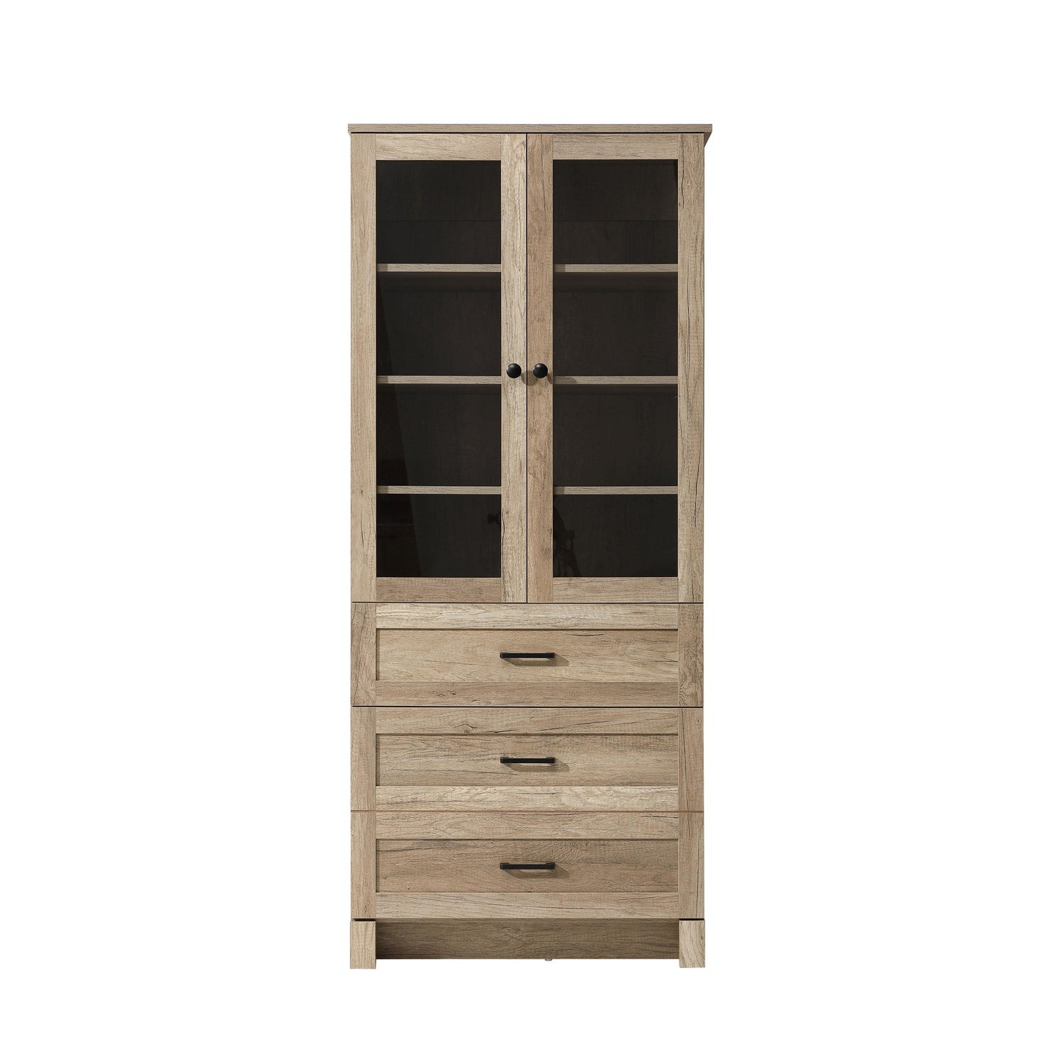 28 Inch Bath Storage Glass Cabinet In Natural Oak by Elegant Kitchen and Bath