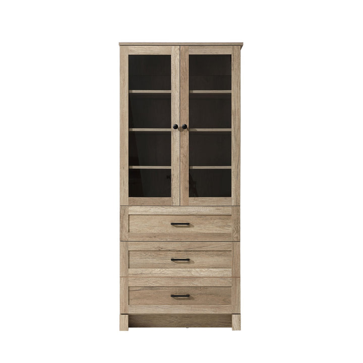 28 Inch Bath Storage Glass Cabinet In Natural Oak by Elegant Kitchen and Bath
