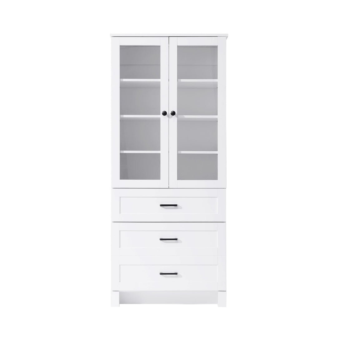 28 Inch Bath Storage Glass Cabinet In White by Elegant Kitchen and Bath