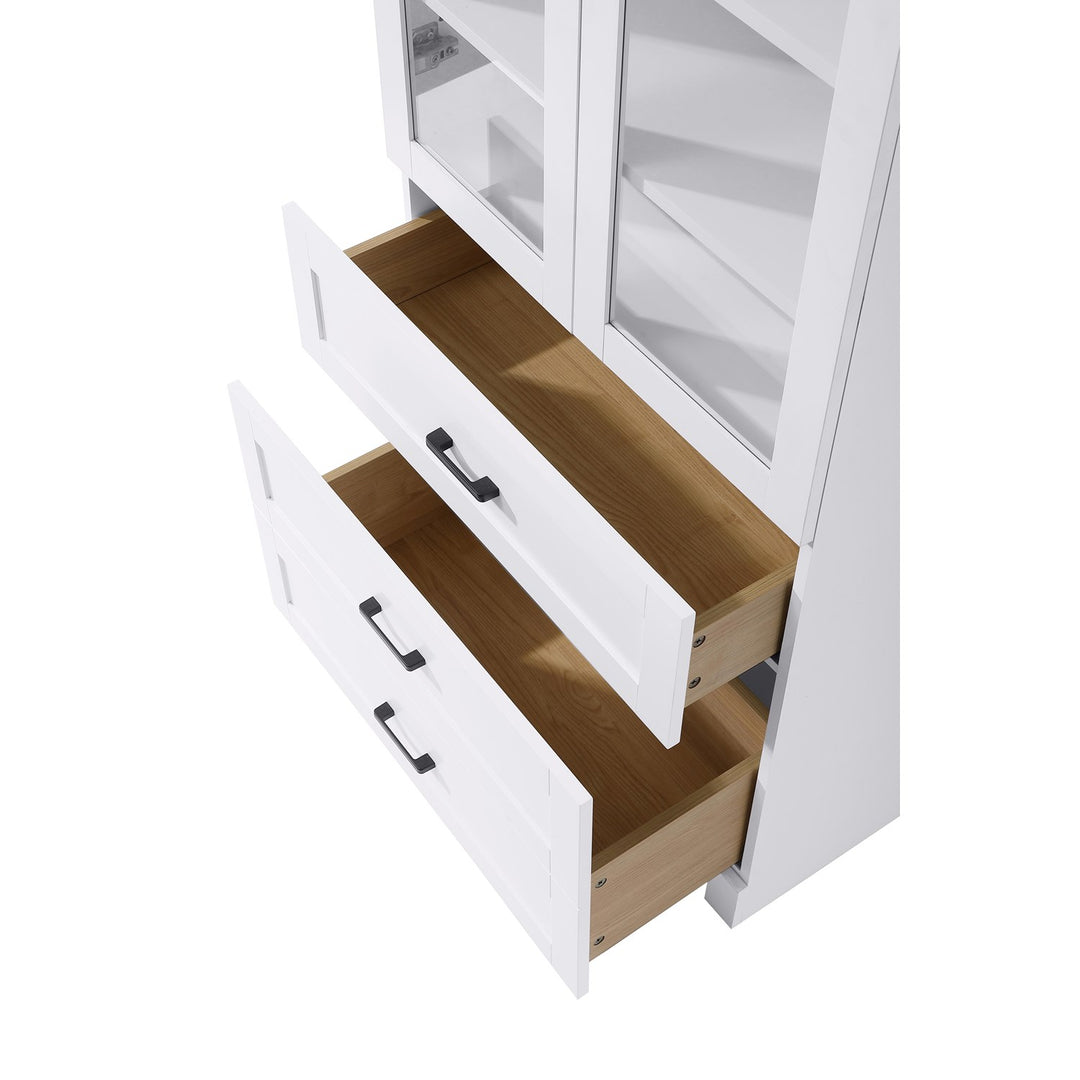 28 Inch Bath Storage Glass Cabinet In White