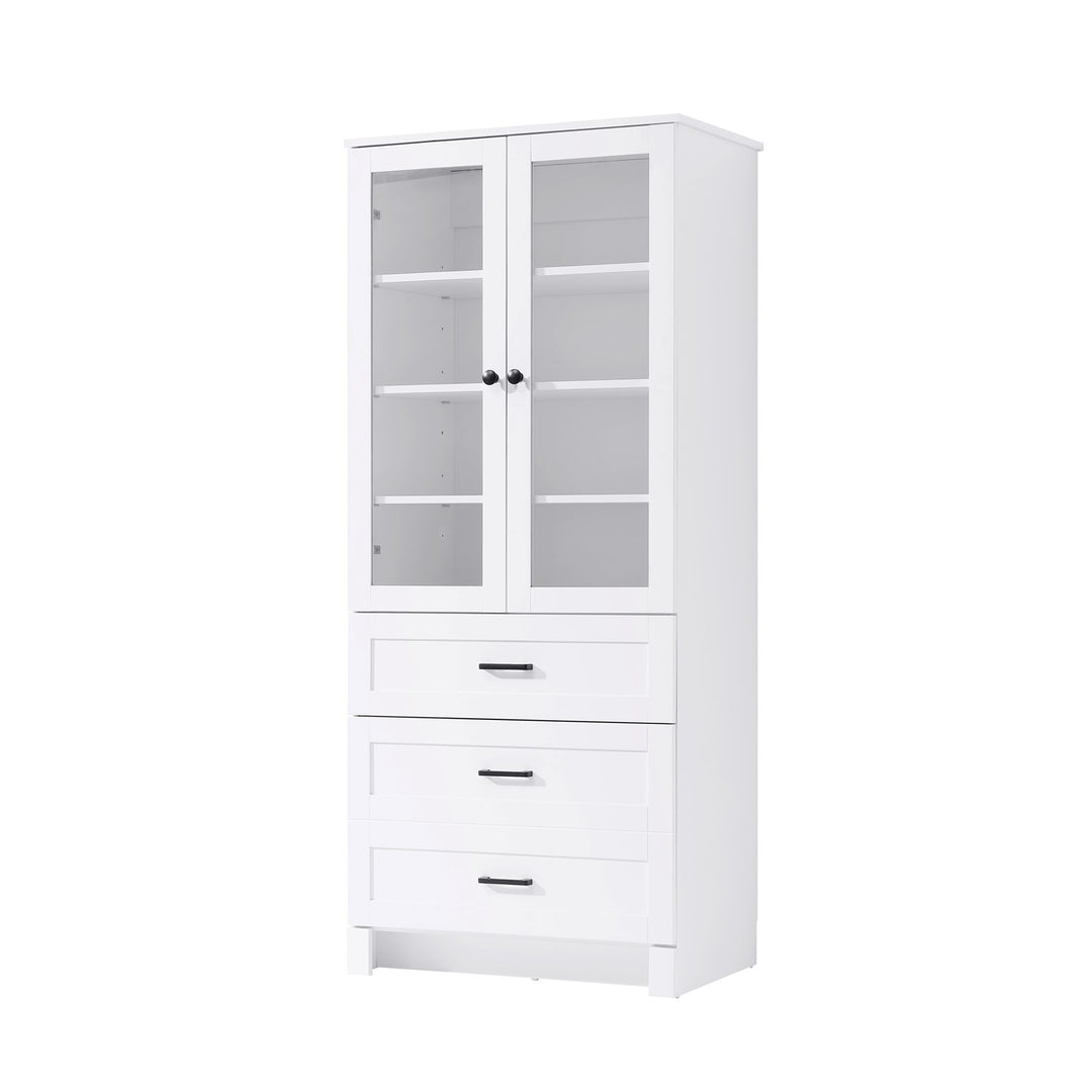 28 Inch Bath Storage Glass Cabinet In White