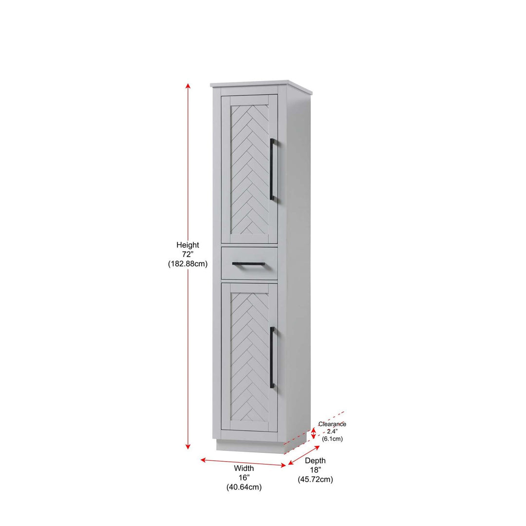 16 Inch Bath Storage Cabinet In Grey
