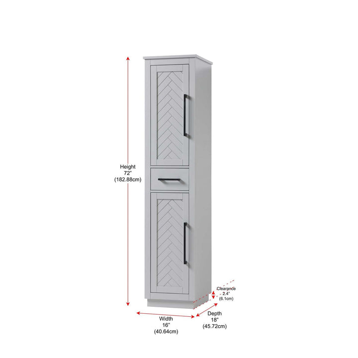 16 Inch Bath Storage Cabinet In Grey