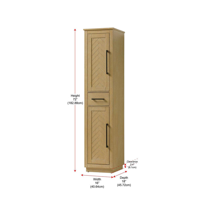 16 Inch Bath Storage Cabinet In Linen Oak