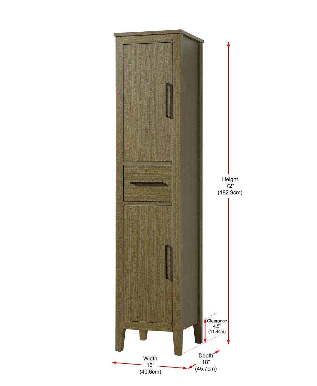 16 Inch Bath Storage Cabinet In Chestnut Brown