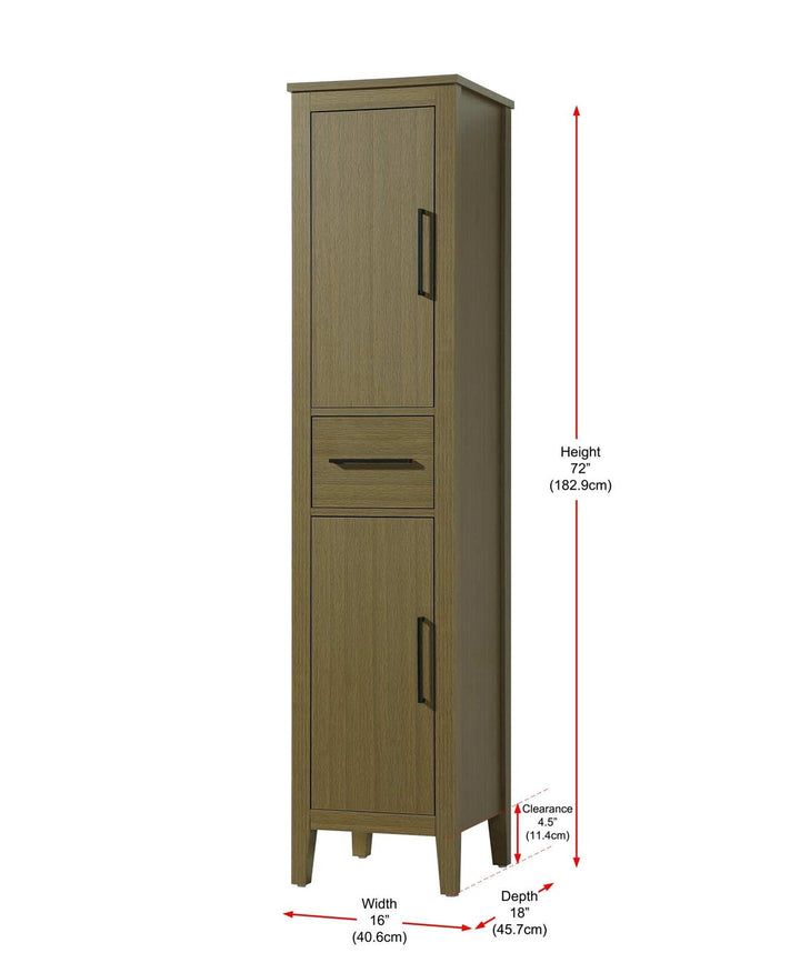 16 Inch Bath Storage Cabinet In Chestnut Brown