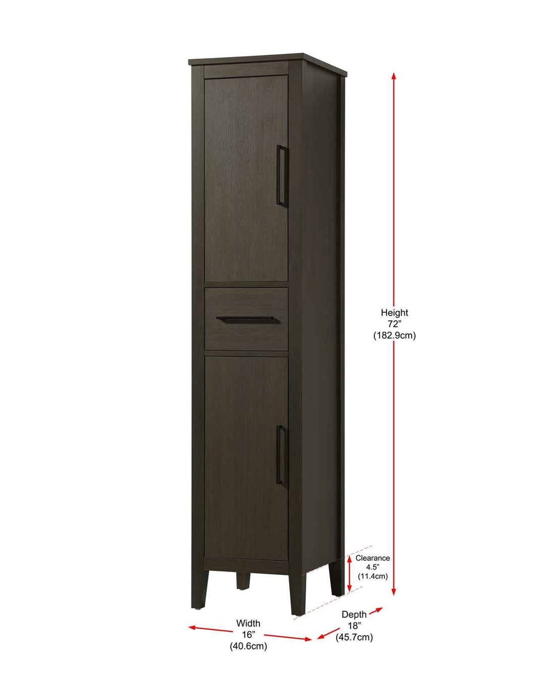 16 Inch Bath Storage Cabinet In Mocha Brown
