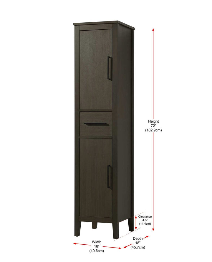 16 Inch Bath Storage Cabinet In Mocha Brown