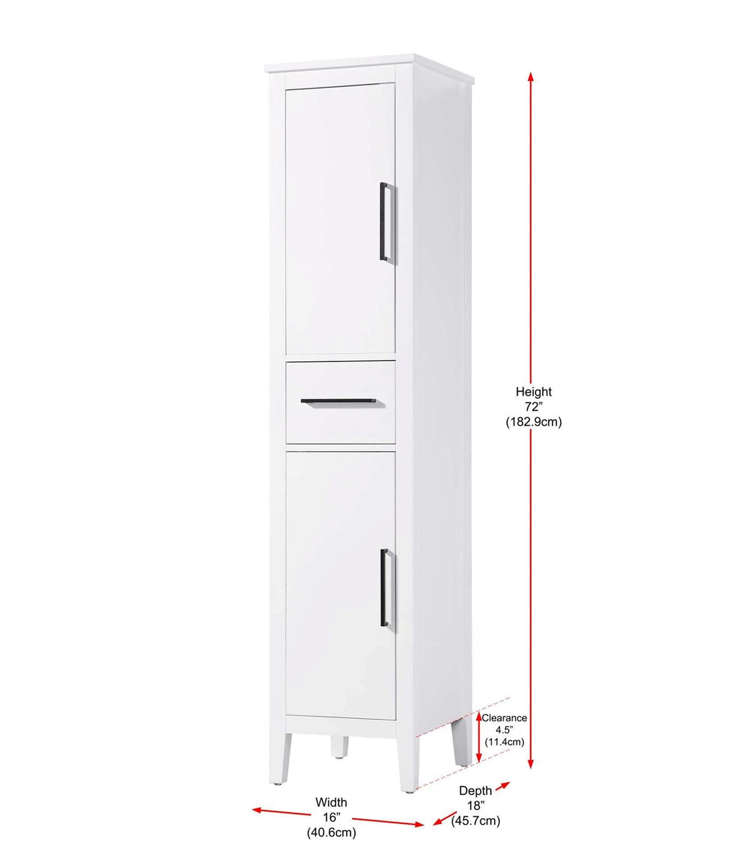 16 Inch Bath Storage Cabinet In White