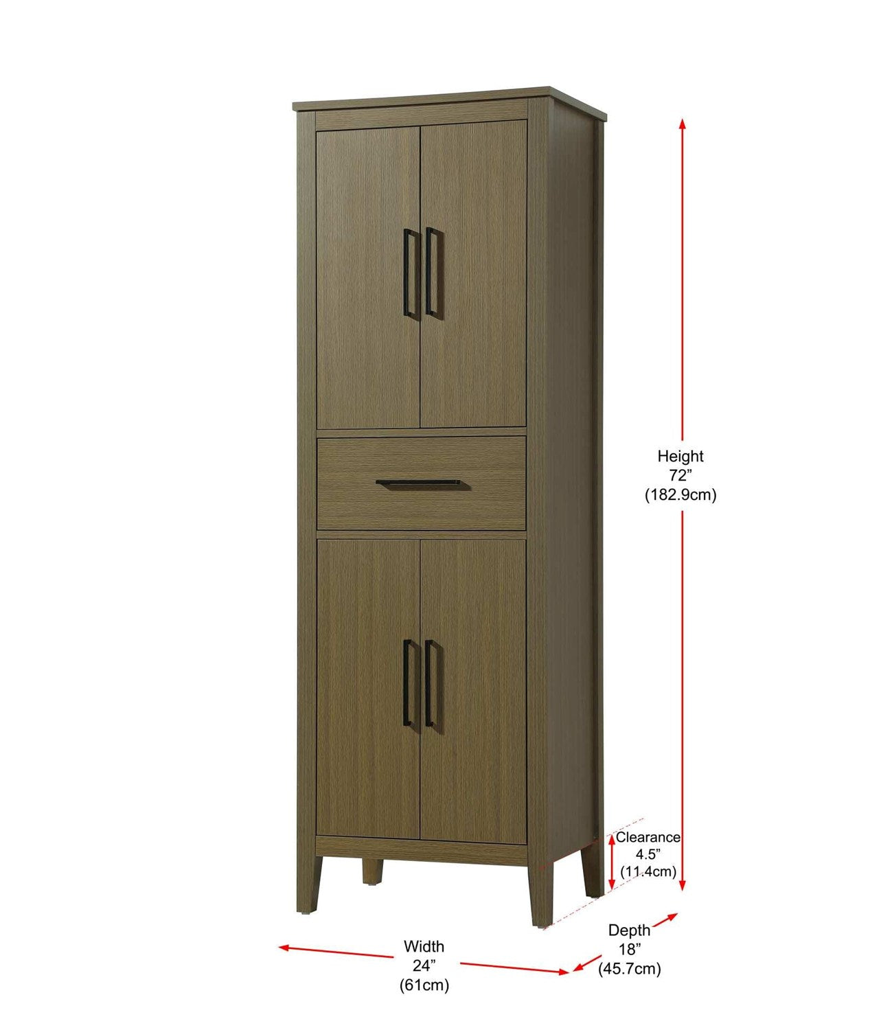 24 Inch Bath Storage Cabinet In Chestnut Brown