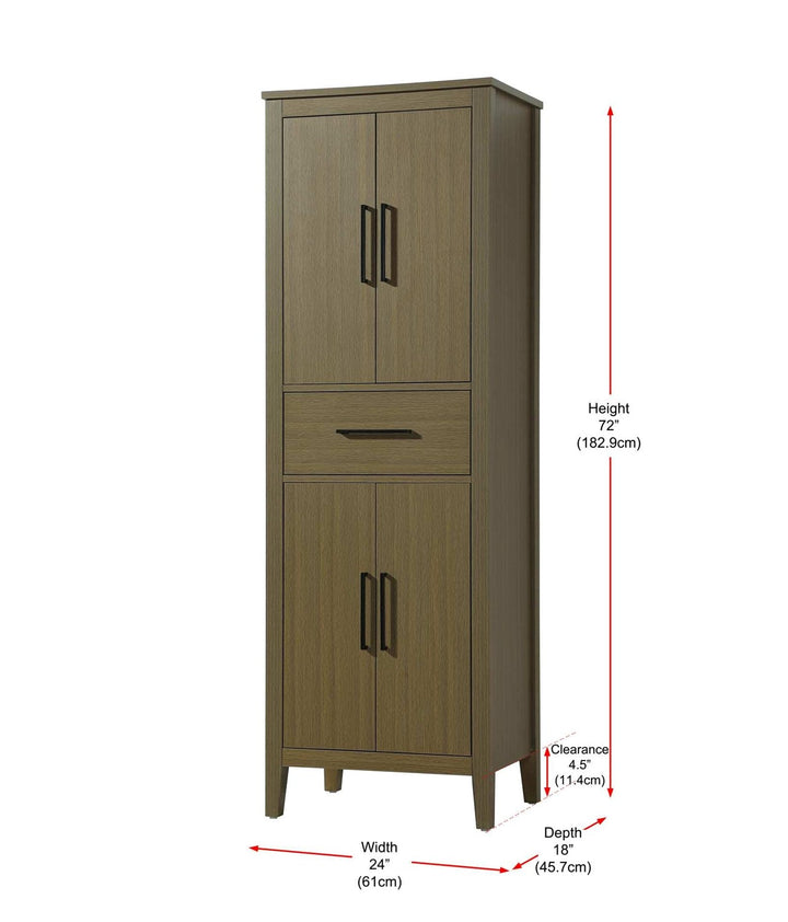24 Inch Bath Storage Cabinet In Chestnut Brown