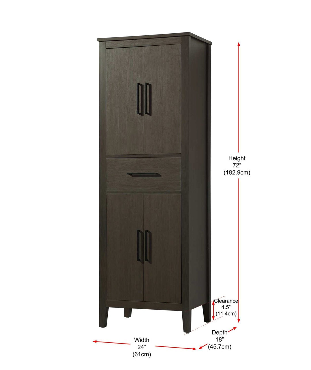 24 Inch Bath Storage Cabinet In Mocha Brown