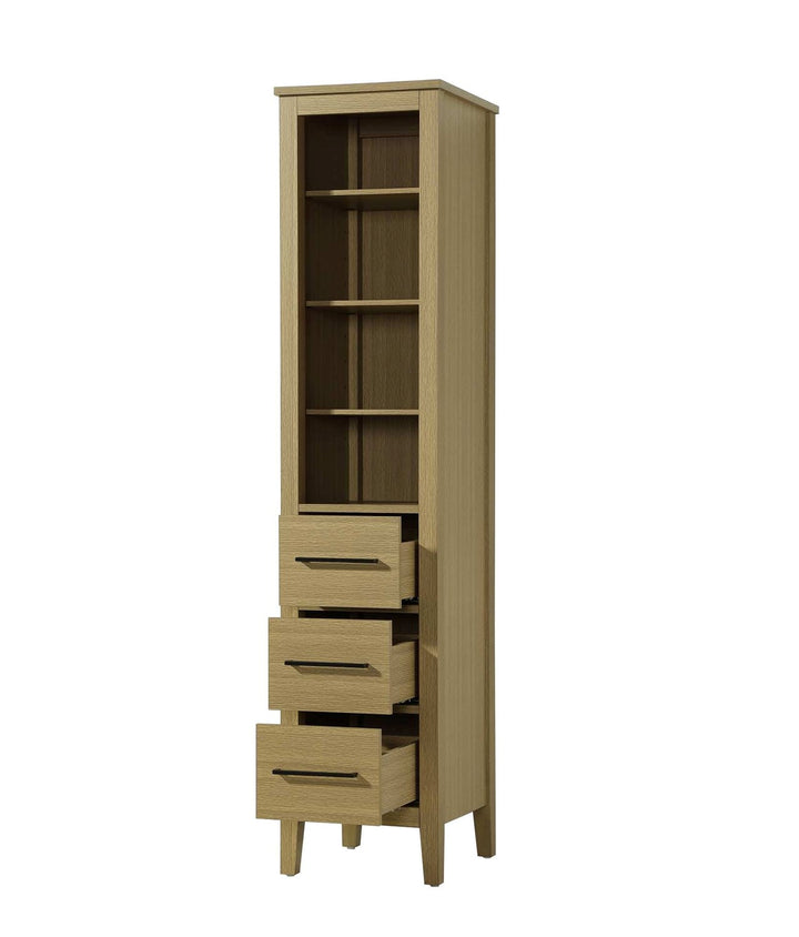 16 Inch Open Shelving Bath Storage Cabinet In Honey Brown