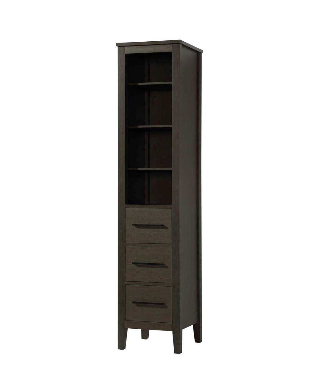16 Inch Open Shelving Bath Storage Cabinet In Mocha Brown