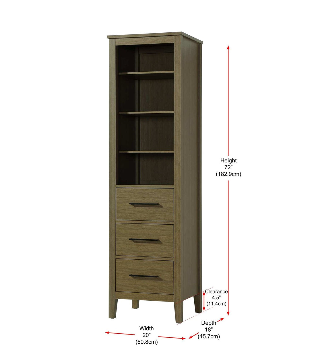 20 Inch Open Shelving Bath Storage Cabinet In Chestnut Brown
