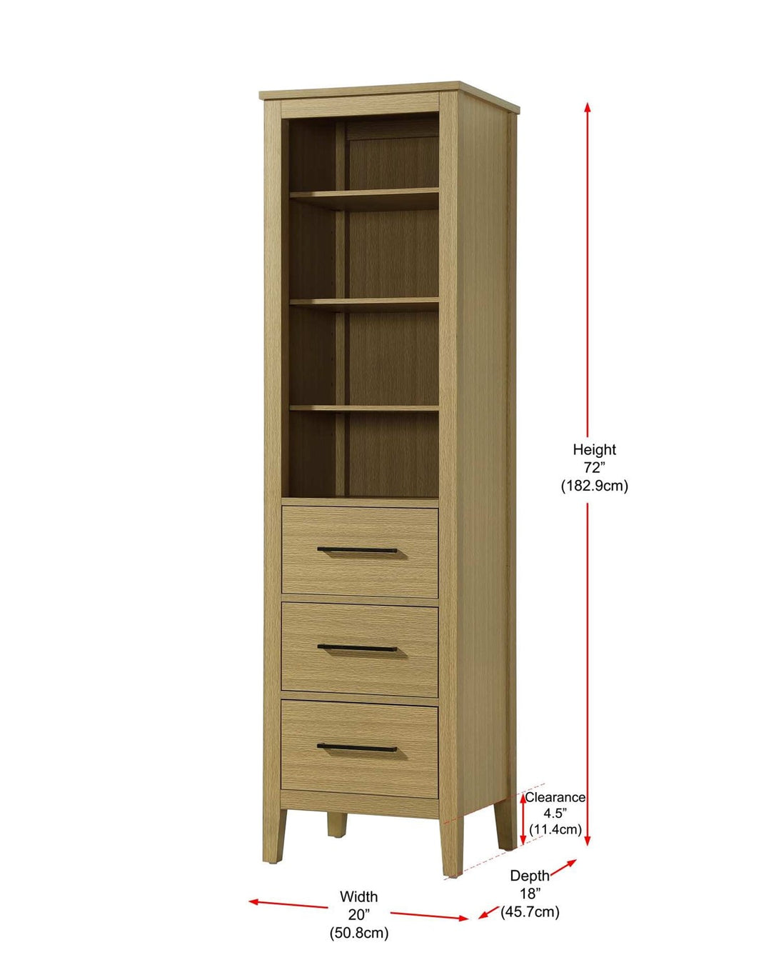 20 Inch Open Shelving Bath Storage Cabinet In Honey Brown