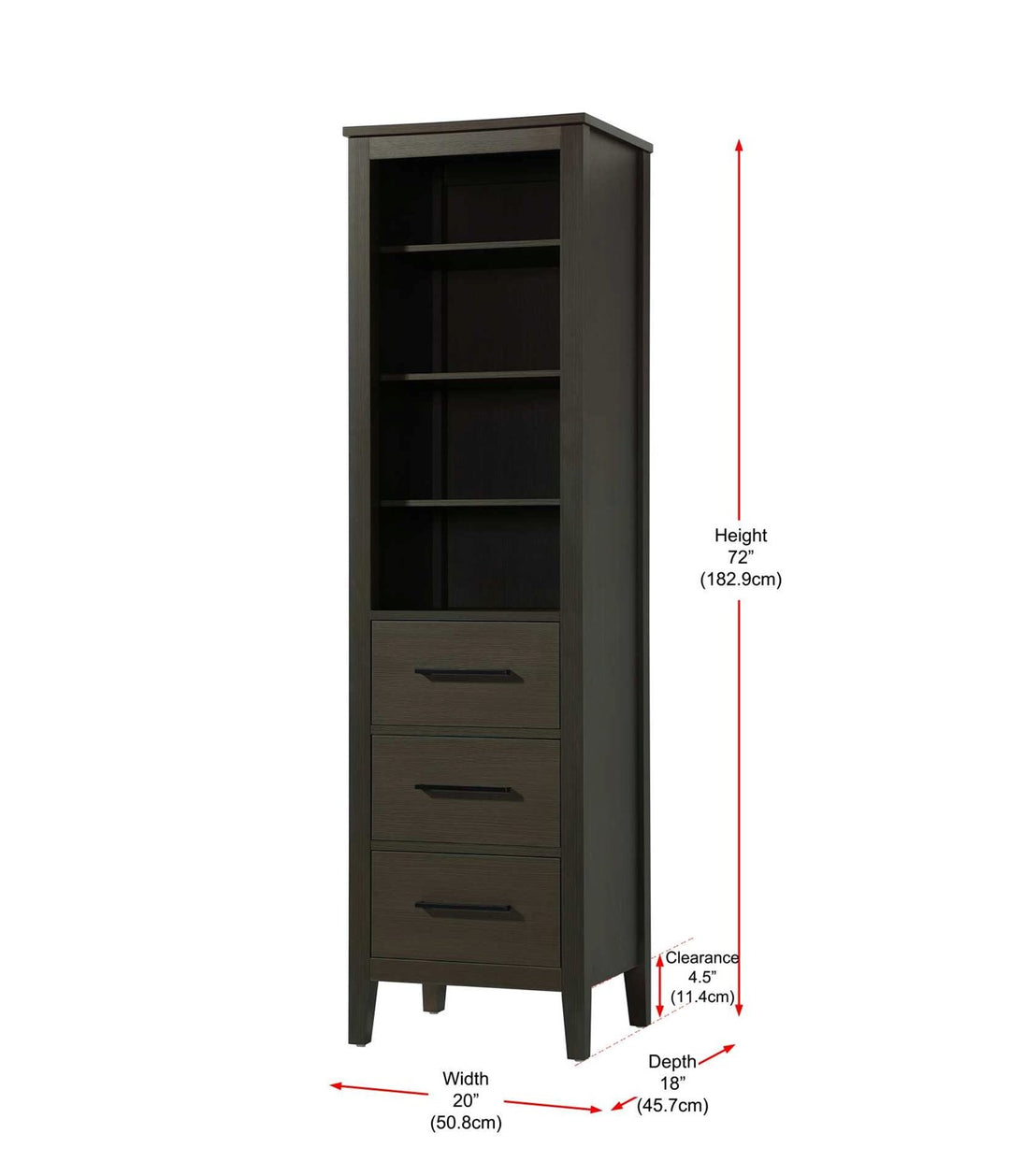 20 Inch Open Shelving Bath Storage Cabinet In Mocha Brown