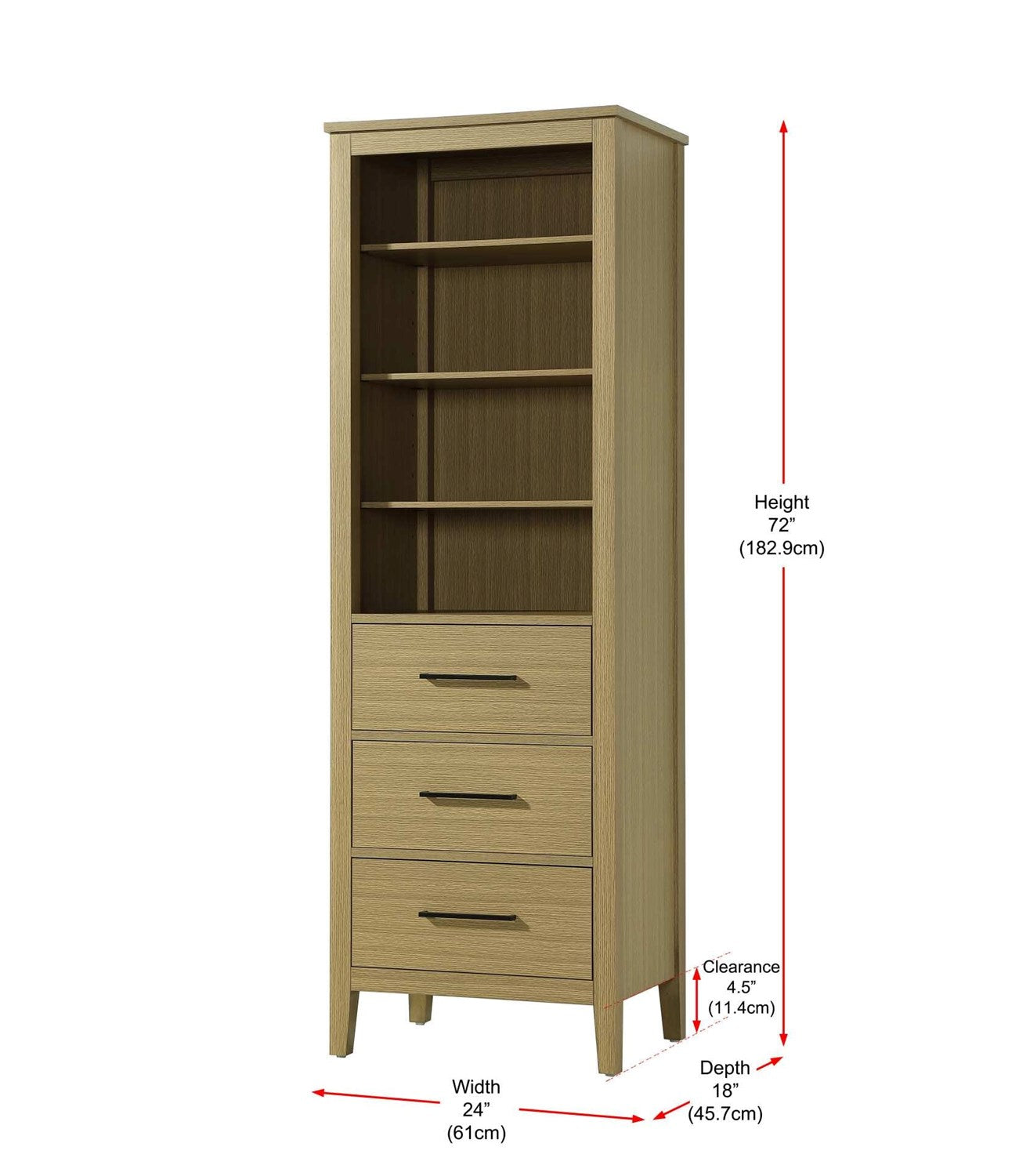 24 Inch Open Shelving Bath Storage Cabinet In Honey Brown