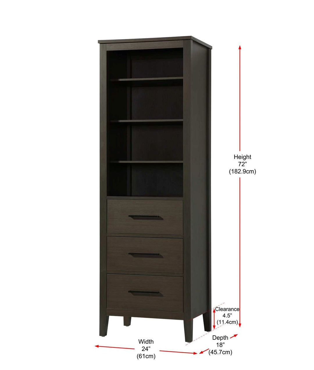 24 Inch Open Shelving Bath Storage Cabinet In Mocha Brown