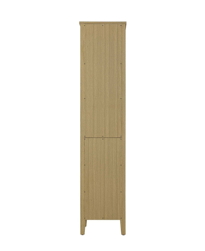 16 Inch Bath Storage Glass Cabinet In Honey Brown