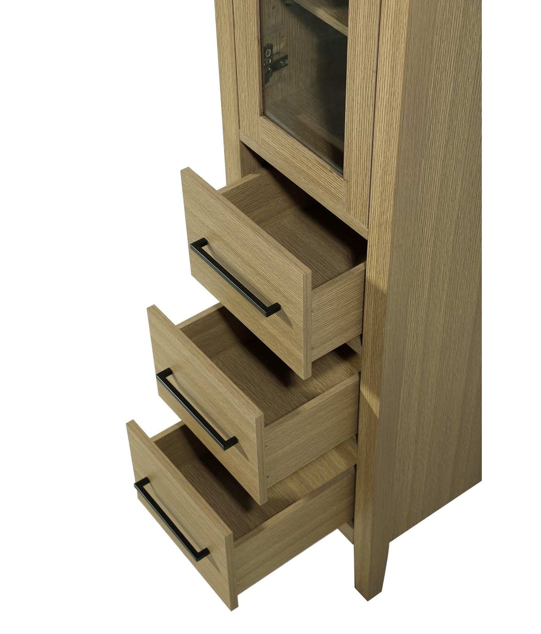 16 Inch Bath Storage Glass Cabinet In Honey Brown