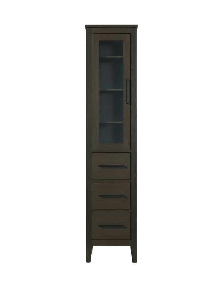 16 Inch Bath Storage Glass Cabinet In Mocha Brown by Elegant Kitchen and Bath