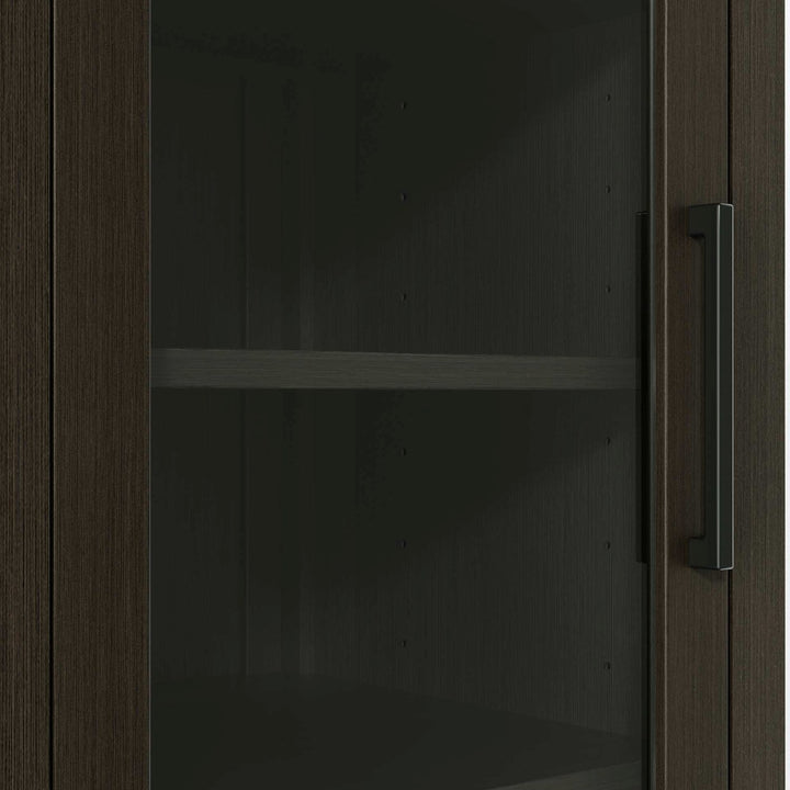 16 Inch Bath Storage Glass Cabinet In Mocha Brown