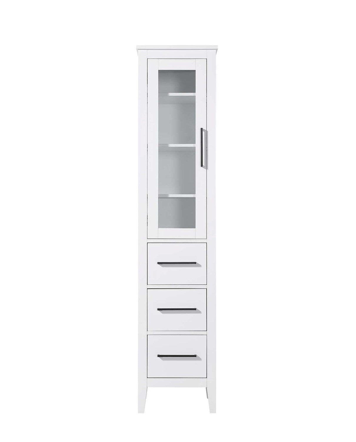 16 Inch Bath Storage Glass Cabinet In White by Elegant Kitchen and Bath