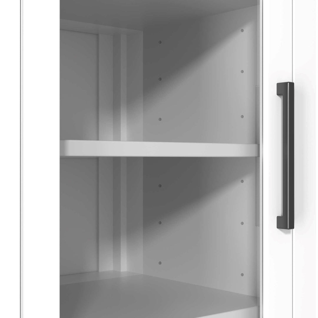 16 Inch Bath Storage Glass Cabinet In White