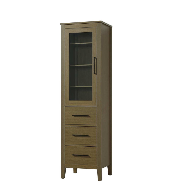 20 Inch Bath Storage Glass Cabinet In Chestnut Brown