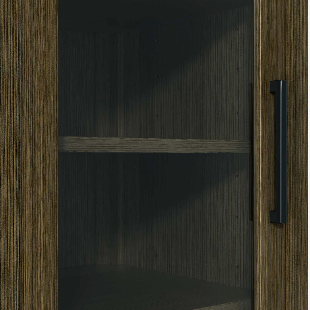 20 Inch Bath Storage Glass Cabinet In Chestnut Brown