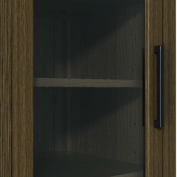 20 Inch Bath Storage Glass Cabinet In Chestnut Brown