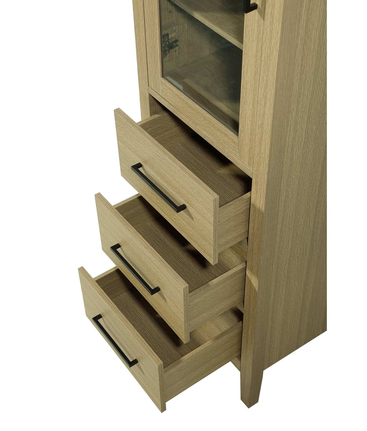 20 Inch Bath Storage Glass Cabinet In Honey Brown