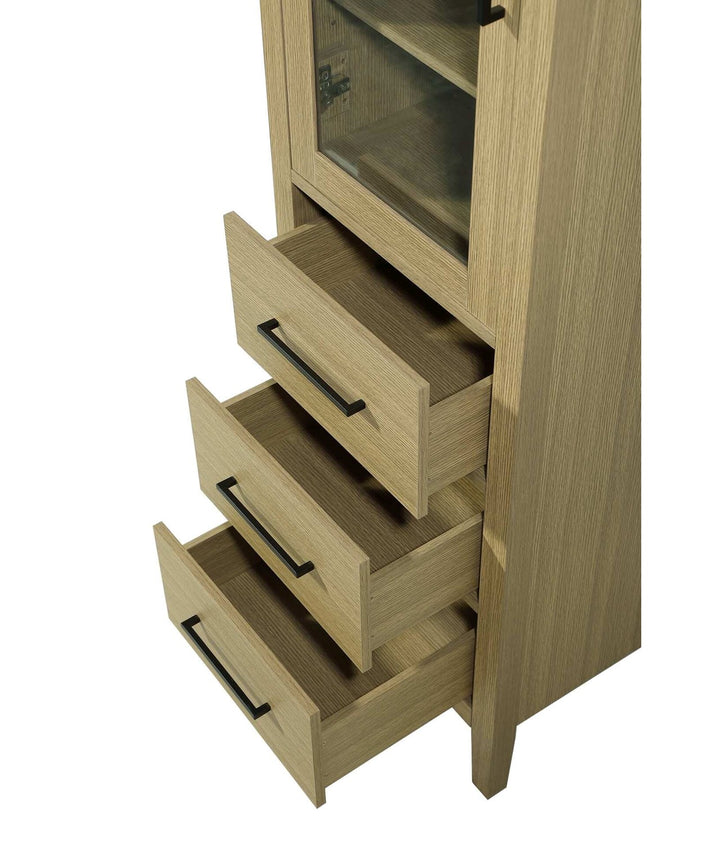20 Inch Bath Storage Glass Cabinet In Honey Brown
