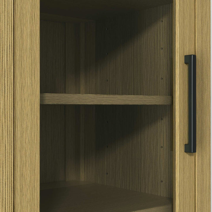 20 Inch Bath Storage Glass Cabinet In Honey Brown