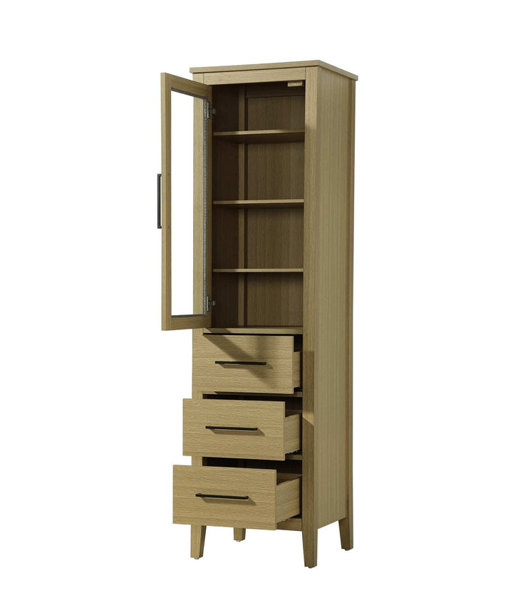 20 Inch Bath Storage Glass Cabinet In Honey Brown
