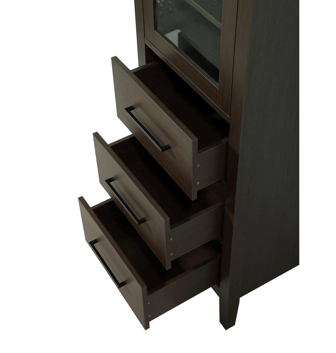 20 Inch Bath Storage Glass Cabinet In Mocha Brown