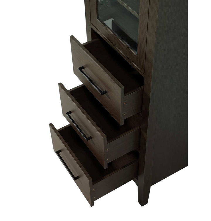 20 Inch Bath Storage Glass Cabinet In Mocha Brown