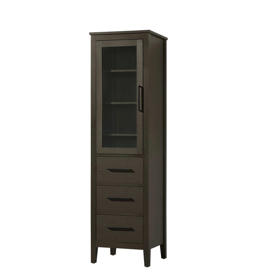 20 Inch Bath Storage Glass Cabinet In Mocha Brown