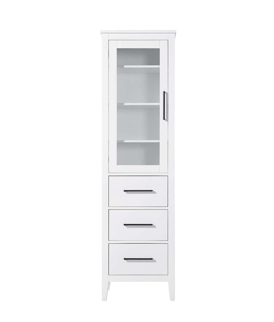 20 Inch Bath Storage Glass Cabinet In White by Elegant Kitchen and Bath