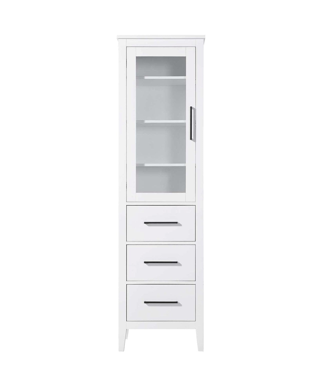 20 Inch Bath Storage Glass Cabinet In White by Elegant Kitchen and Bath